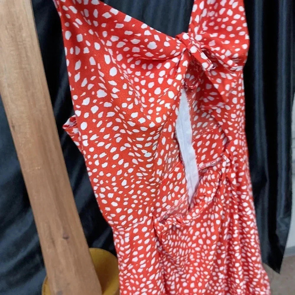 Summer dress spaghetti scrapped orange polka dot and open back - Picture 9 of 9